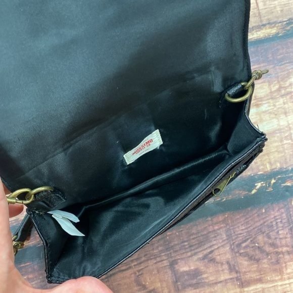 RELISTED  Black Studded Crossbody Purse Wallet Chain Strap - Picture 5 of 6